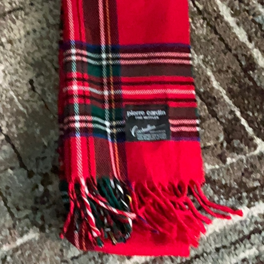 Pierre Cardin Vibrant Red Tartan Scarf